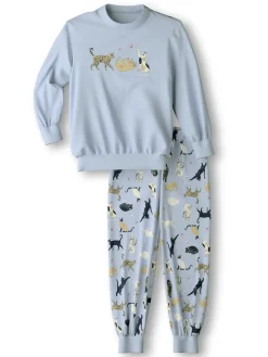 Bündchen-Pyjama aus reiner Bio-Baumwolle