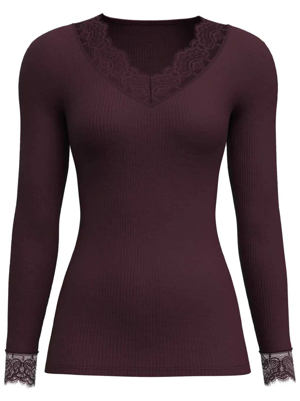 Langarm-Shirt aus Wolle-Seide