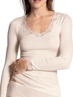 Langarm-Shirt aus Wolle & Seide