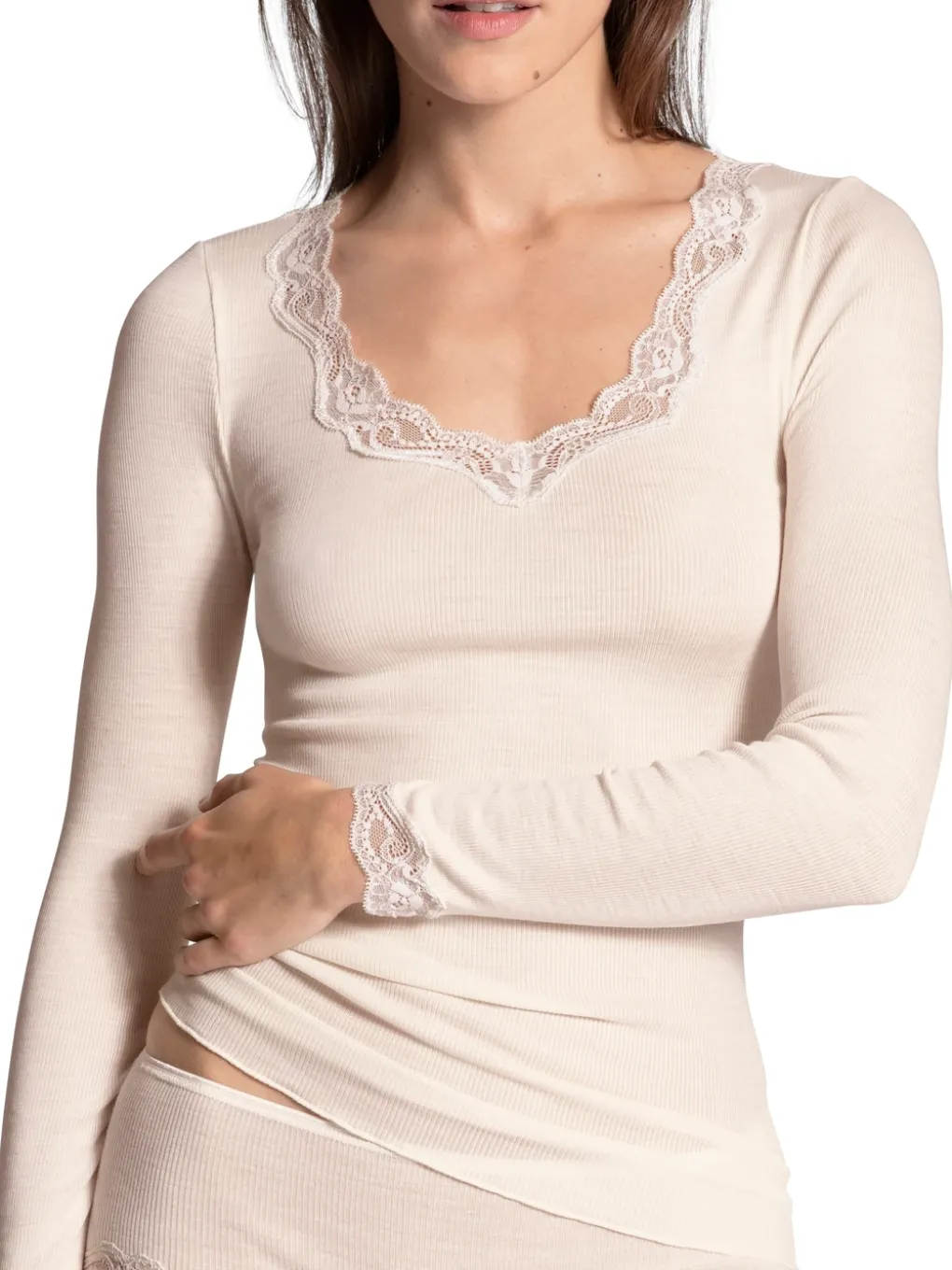 Langarm-Shirt aus Wolle & Seide
