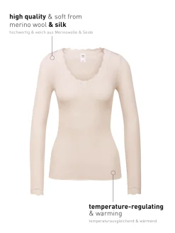 Langarm-Shirt aus Wolle & Seide