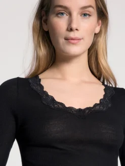 Langarm-Shirt aus Wolle & Seide