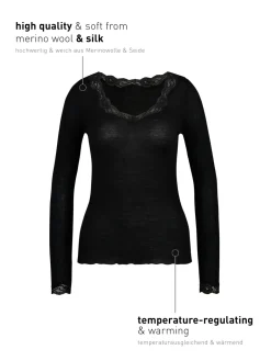 Langarm-Shirt aus Wolle & Seide