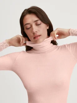 Langarm-Shirt mit Rollkragen aus Wolle-Seide
