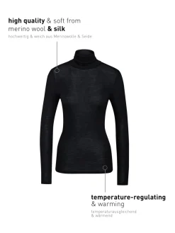 Langarm-Shirt mit Rollkragen aus Wolle-Seide