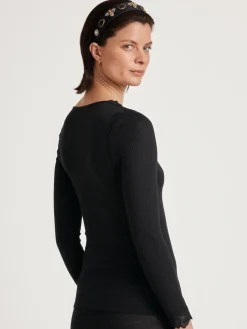 Langarm-Shirt mit Wolle & Seide
