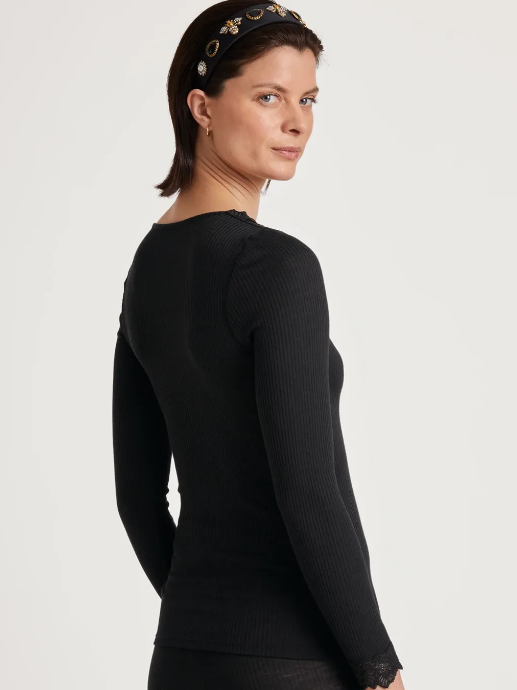 Langarm-Shirt mit Wolle & Seide