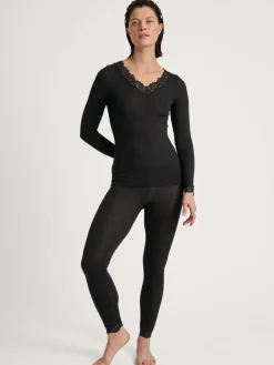 Langarm-Shirt mit Wolle & Seide