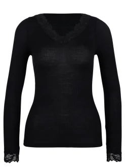 Langarm-Shirt mit Wolle & Seide