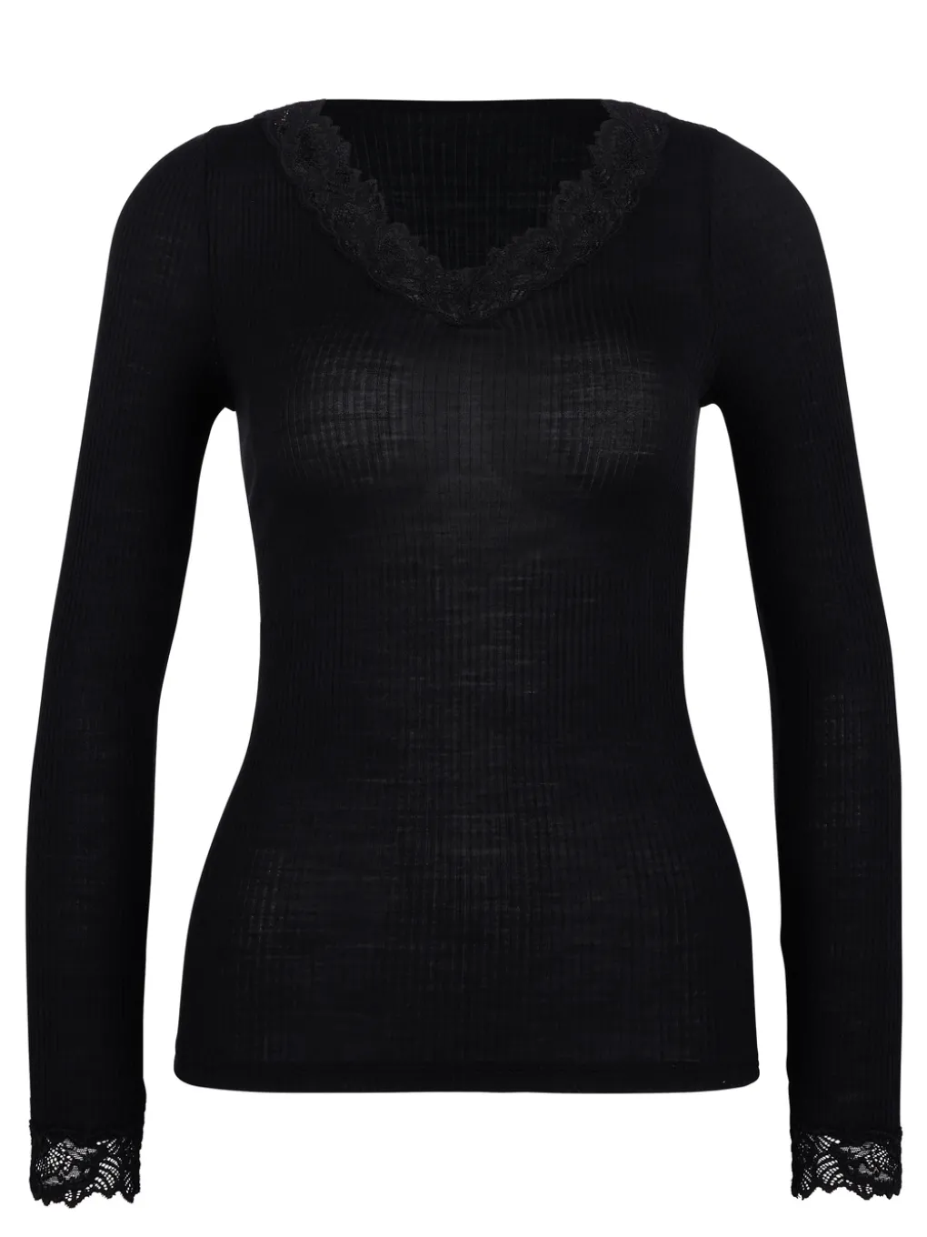 Langarm-Shirt mit Wolle & Seide